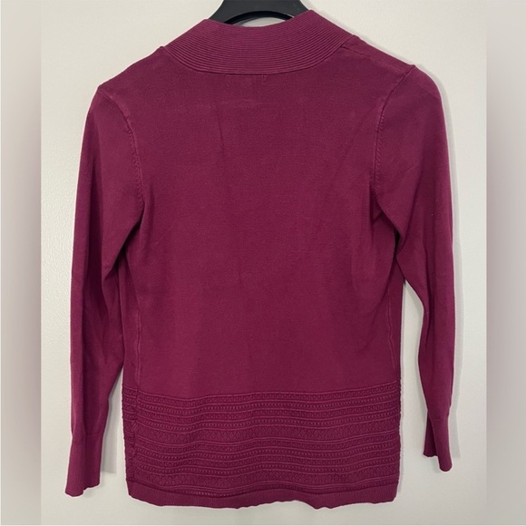 ♥️🍷 Lety & Me Cardigan Small Stitch Fix Burgundy Open Front Pointelle - Picture 8 of 9